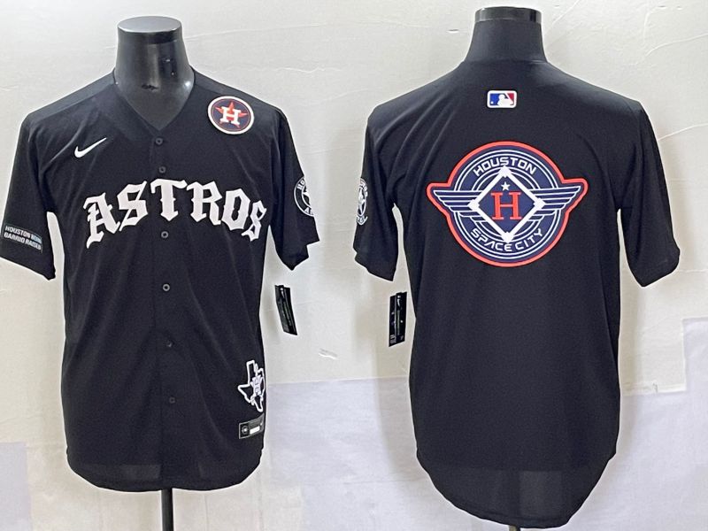 Men 2025 Houston Astros Blank Black Seven generations Joint Name Nike MLB Jersey style 35